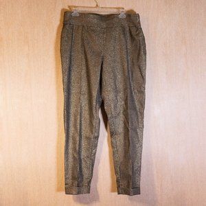 Lord & Taylor Women's Gold Kelly Pull On Slim Leg Pleated Stretch Pants, 16W EUC